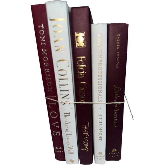 Vintage Hardcover Book Decor BURGUNDY+ WHITE Shelf Staging Props Home Decor - Picture 8 of 15